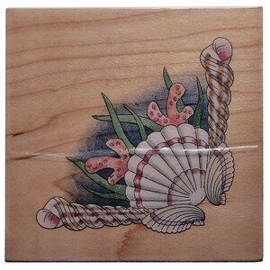 Decorative Shell Corner Rubber Stamp Wooden Block Craft Tool